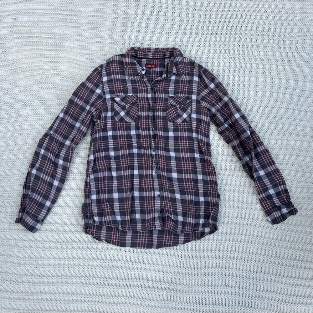 Merona, Pink & Gray Flannel, Size M